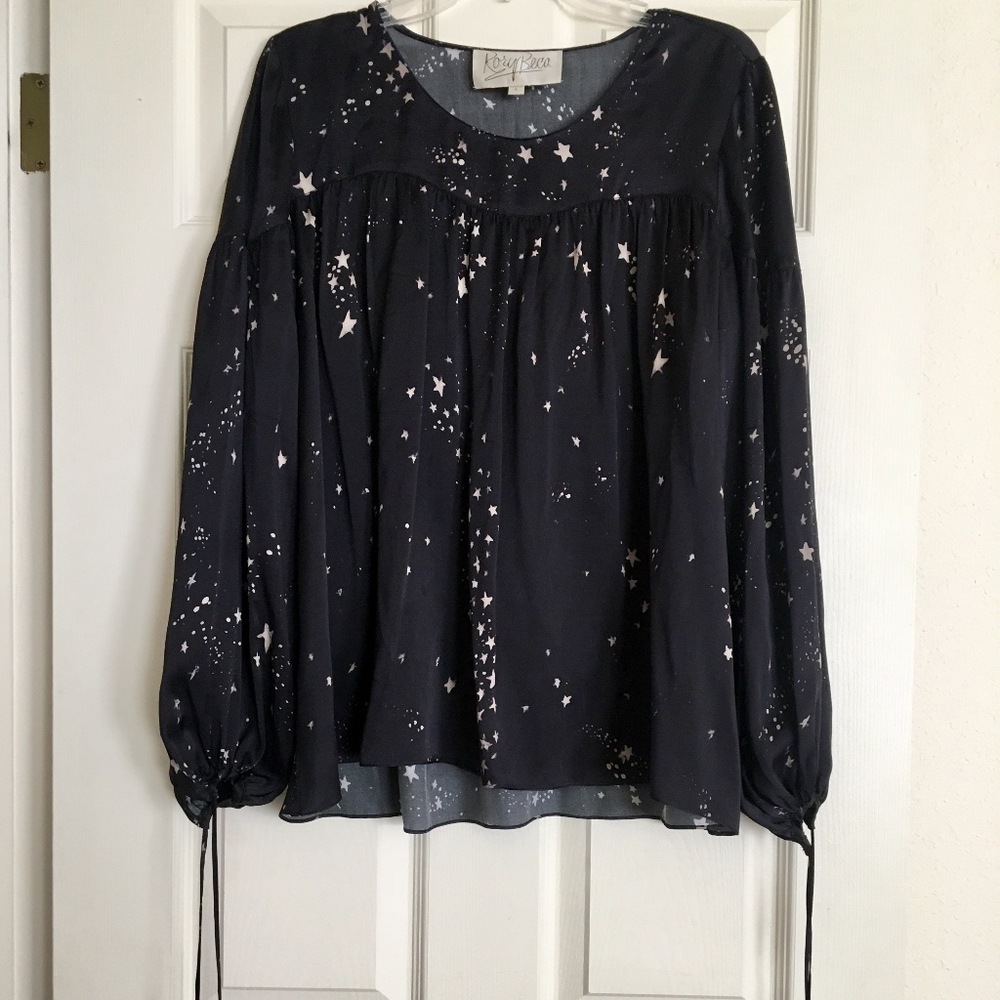 Rory Beca Blouse Long Sleeve Silk Crew Neck